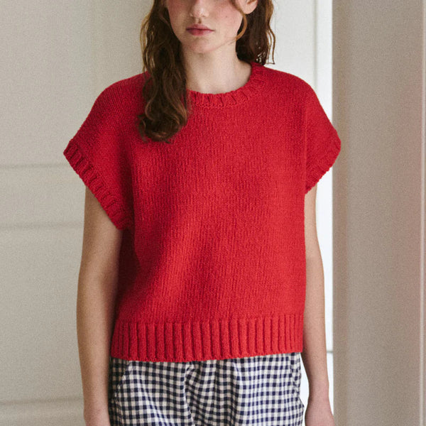 Pierre Cotton Sweater Top in Chili