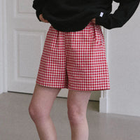 City Shorts in Red Gingham