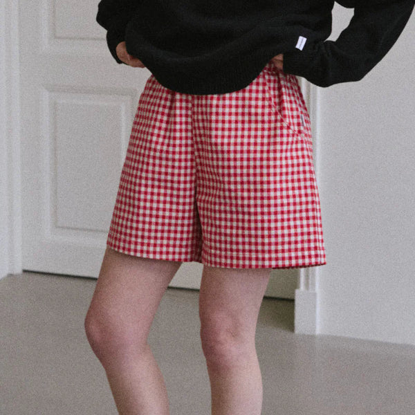 City Shorts in Red Gingham