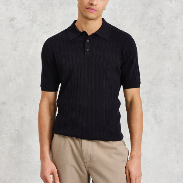 Naples Polo Vertical Knit in Midnight