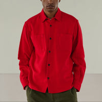 Herringbone Twill Over Shirt in Red