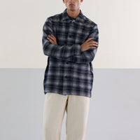 Chevron Weave Shirt Jacket in White Check