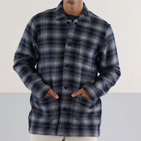 Chevron Weave Shirt Jacket in White Check