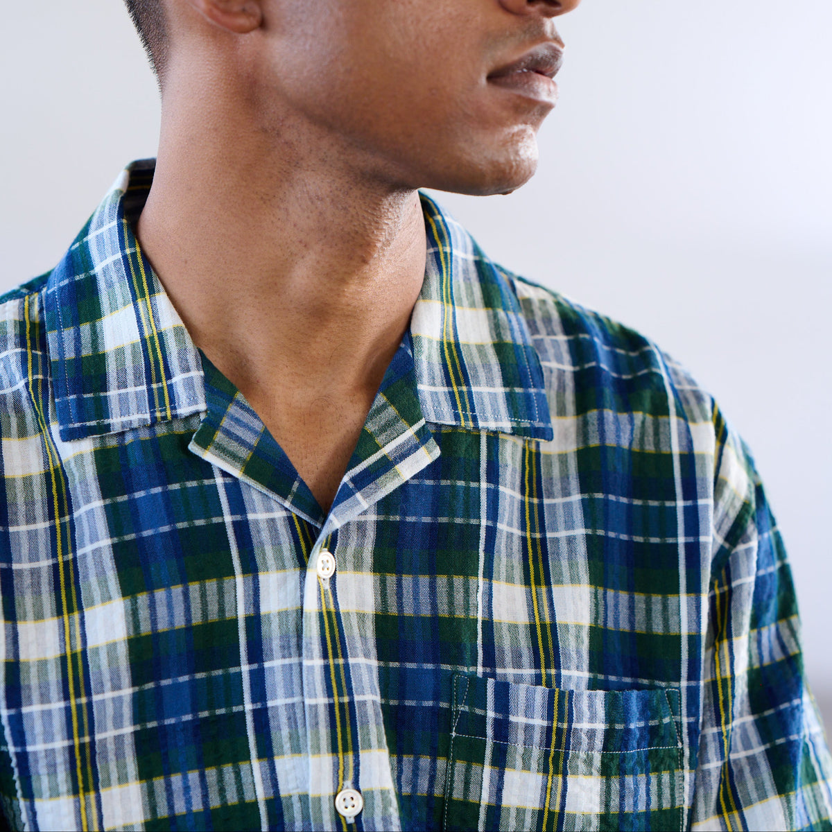 Madras Check Seersucker Cuban Shirt