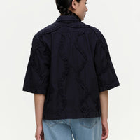 Taylor Ruffle Shirt in Navy