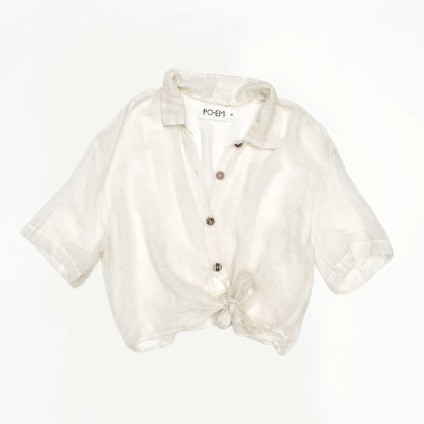 Sheer Muslin Tie Top in White