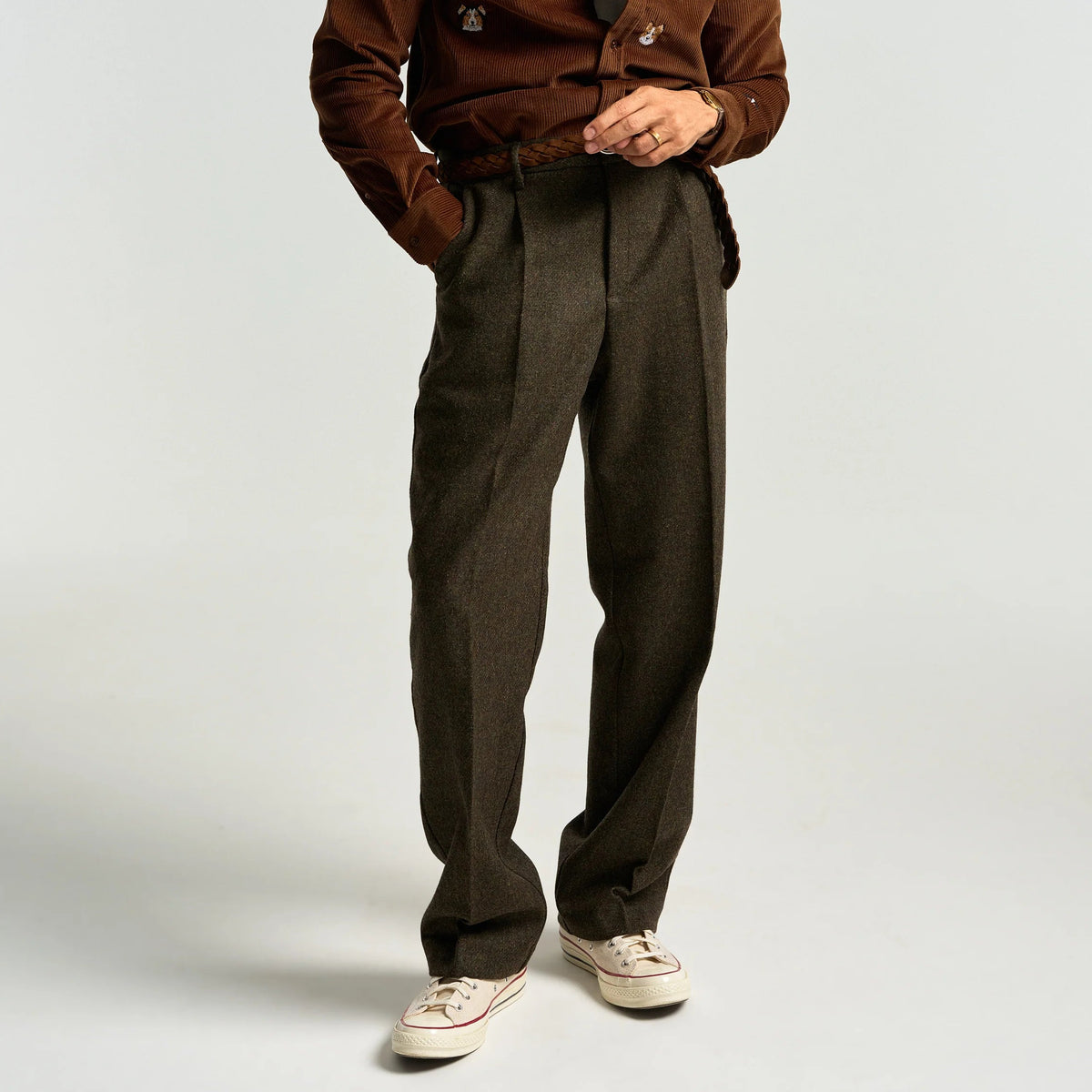 Single Pleat Trousers in Forest