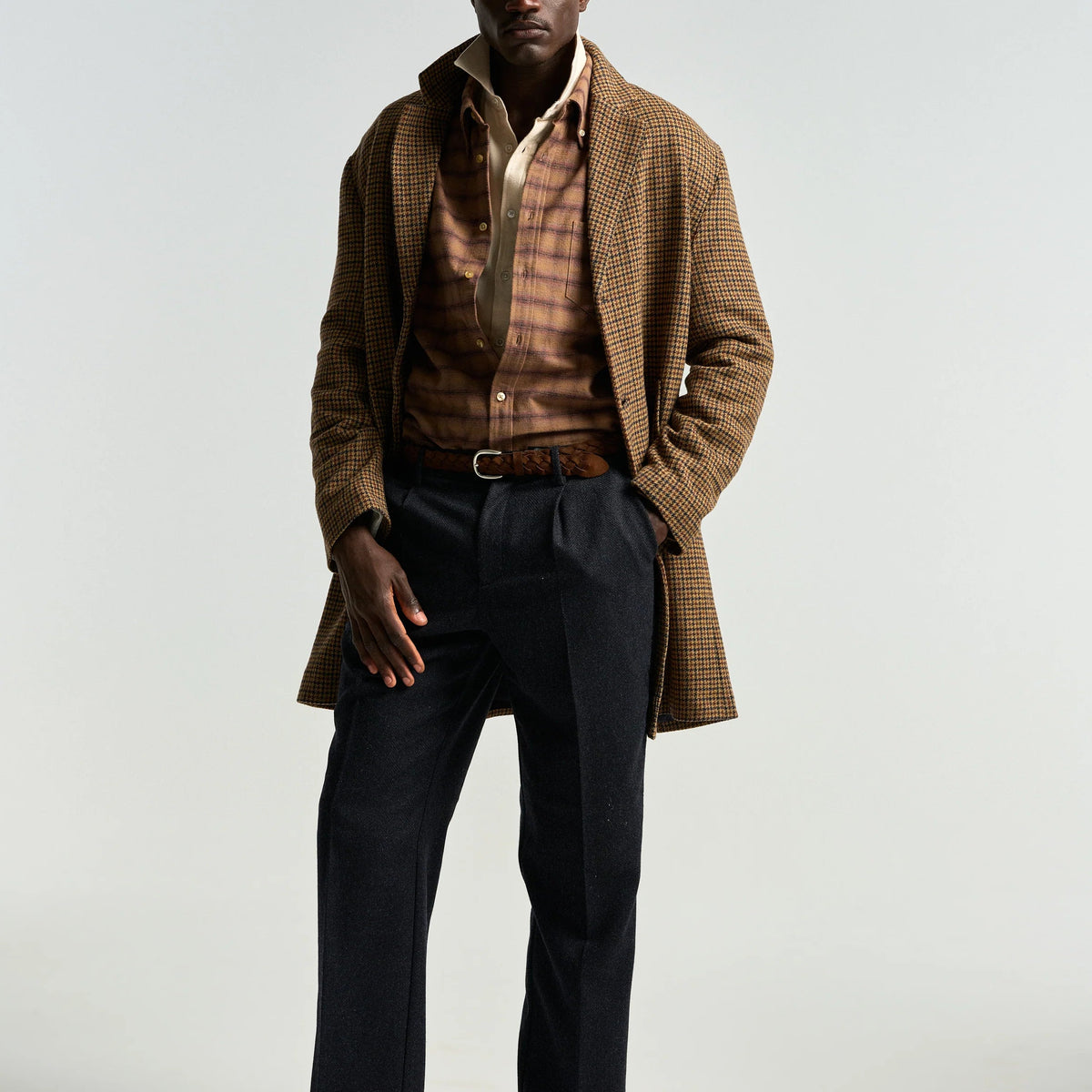 Overcoat in Pied Poule