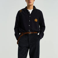 Embroidery Flannel Shirt in Navy