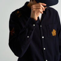 Embroidery Flannel Shirt in Navy