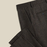 Single Pleat Herringbone Trousers in Brown
