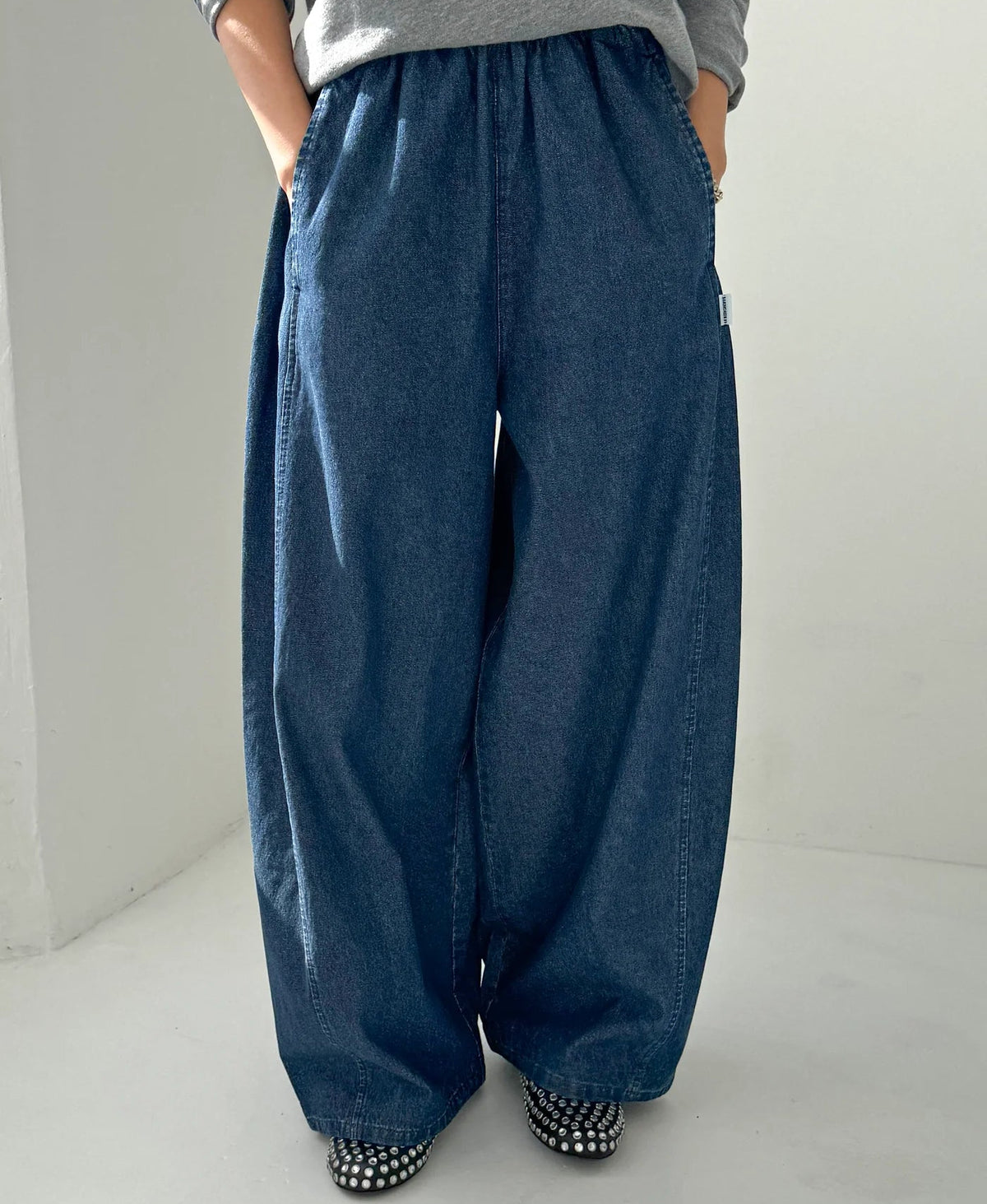 Parachute Pants in Blue Denim
