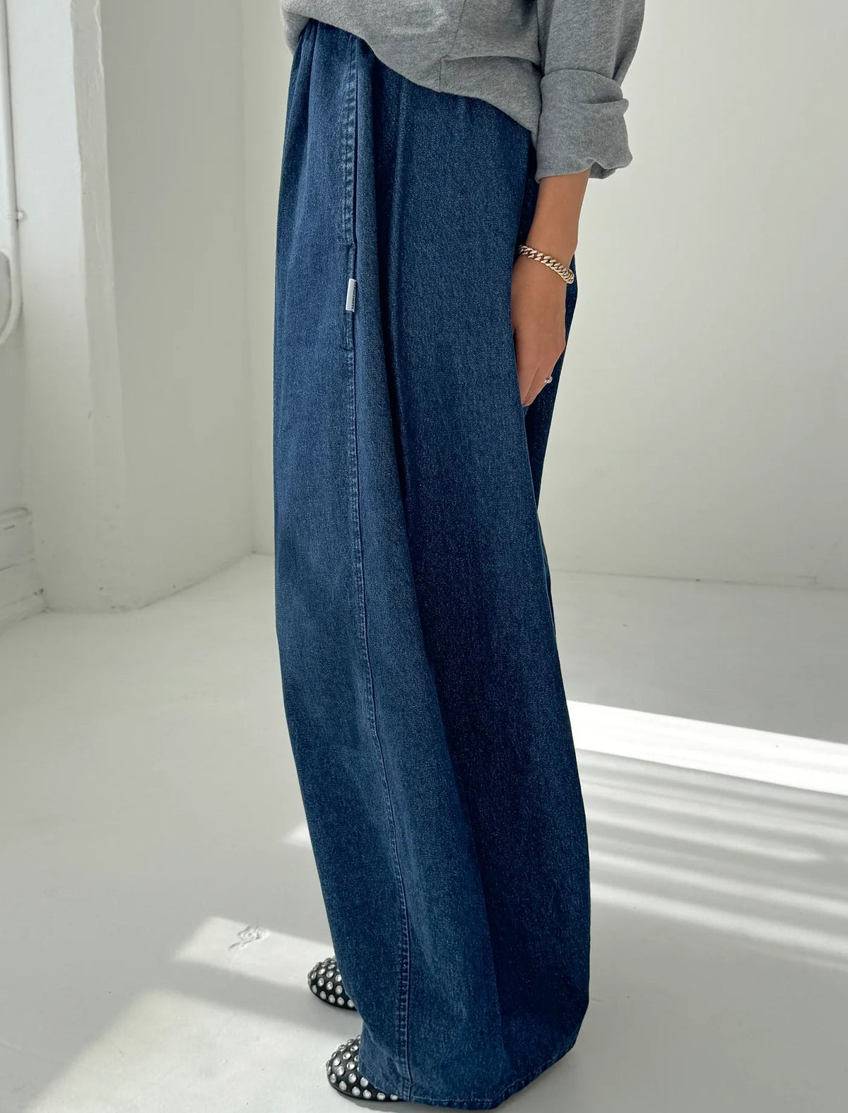 Parachute Pants in Blue Denim