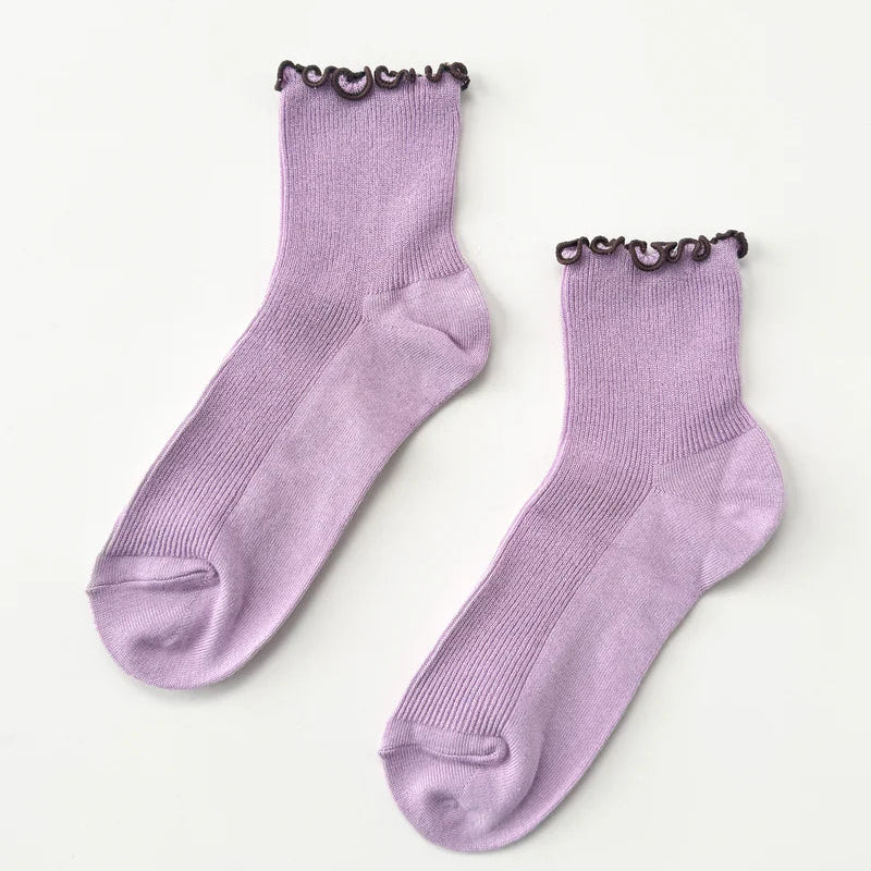 Petite Ruffled Modal Socks