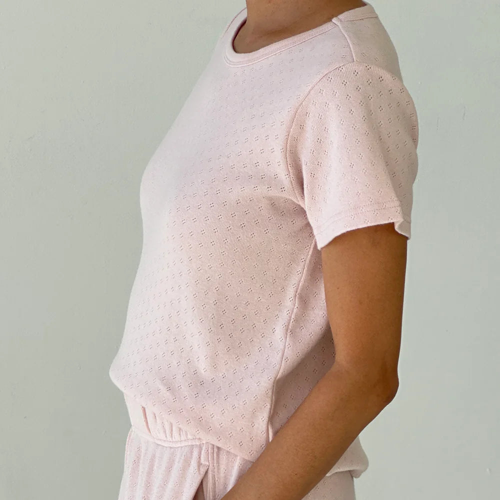 Pointelle Babe Tee in Baby Pink