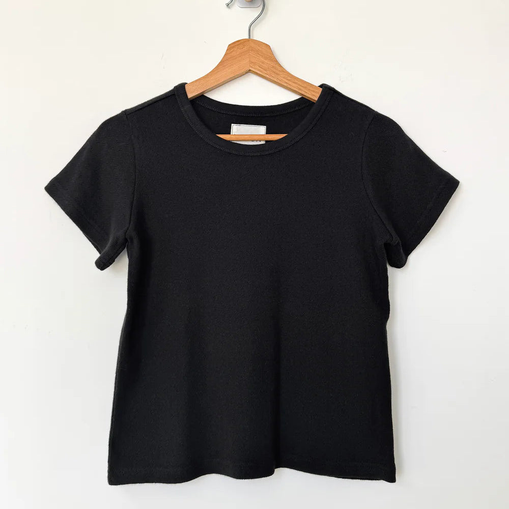 Pointelle Babe Tee in Black