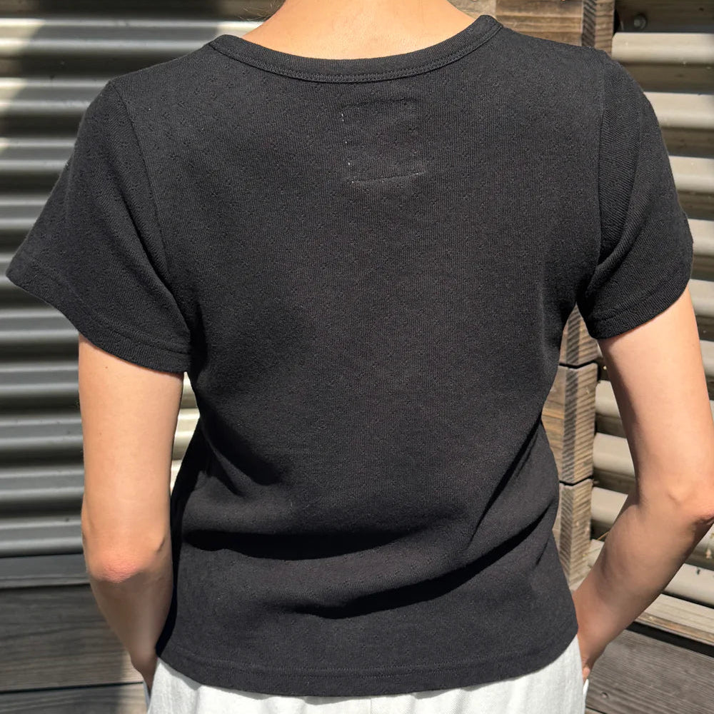 Pointelle Babe Tee in Black