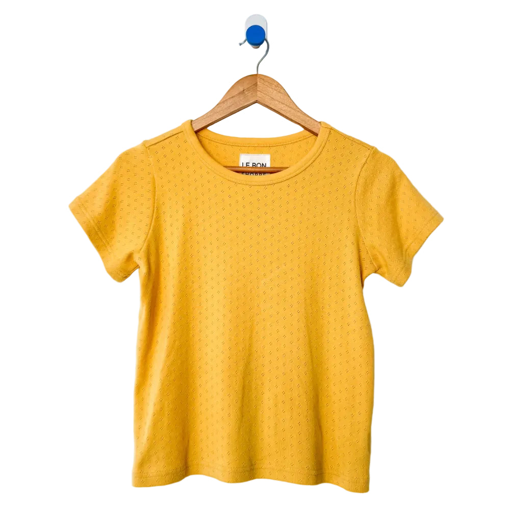 Pointelle Babe Tee in Deep Yellow
