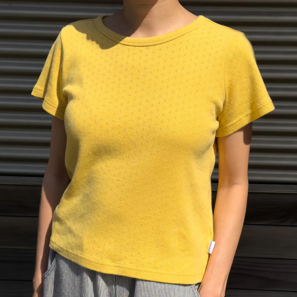 Pointelle Babe Tee in Deep Yellow