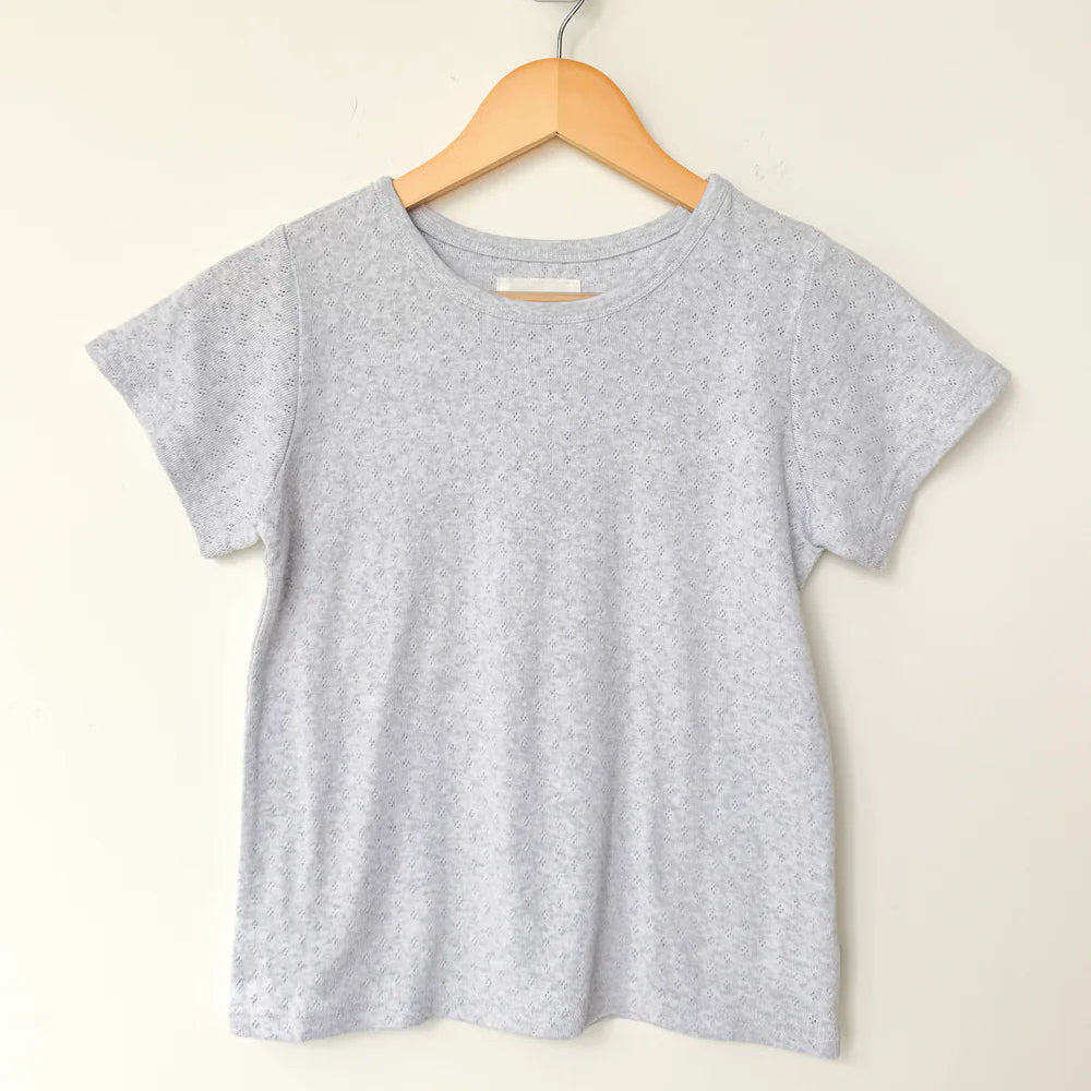 Pointelle Babe Tee in Icy Grey
