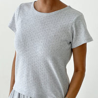 Pointelle Babe Tee in Icy Grey