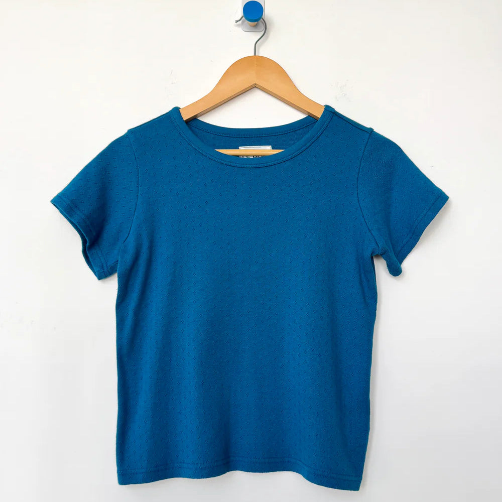 Pointelle Babe Tee in Sea Blue