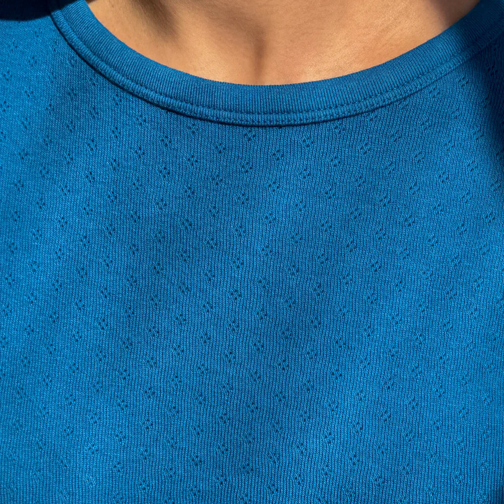Pointelle Babe Tee in Sea Blue