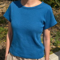 Pointelle Babe Tee in Sea Blue