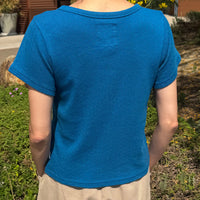 Pointelle Babe Tee in Sea Blue