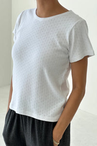 Pointelle Babe Tee in Snow White