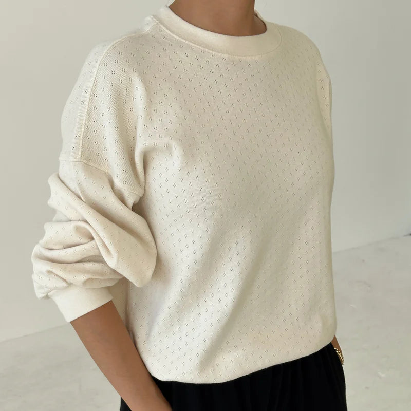 Pointelle Core Sweatshirt in Naturel