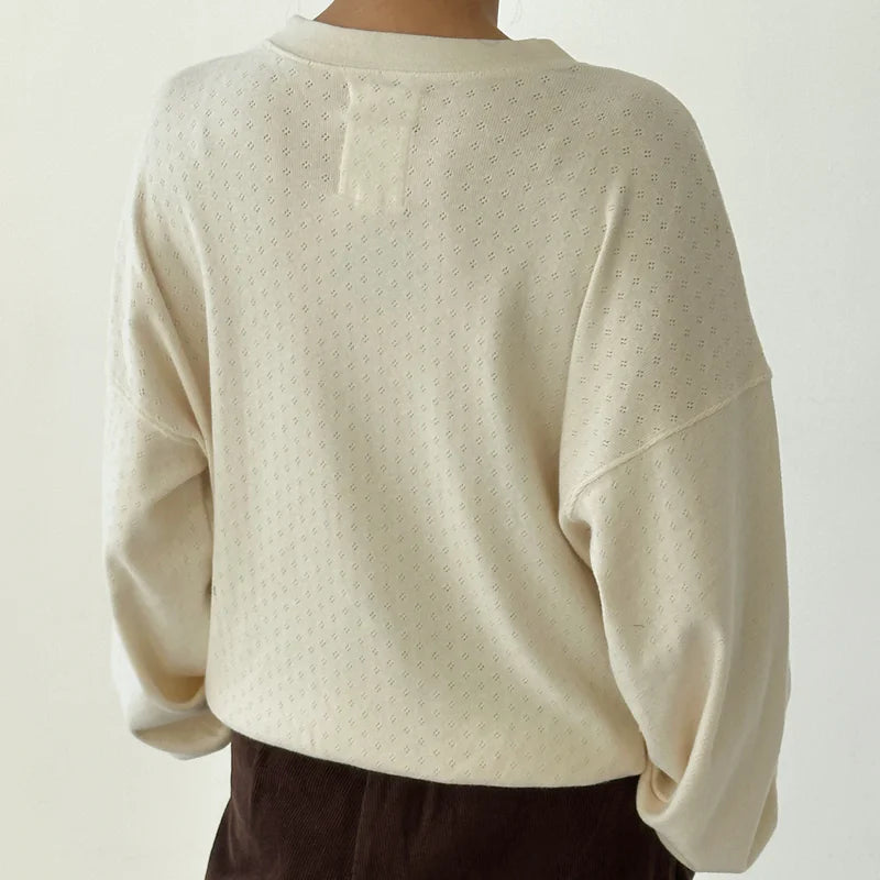 Pointelle Core Sweatshirt in Naturel