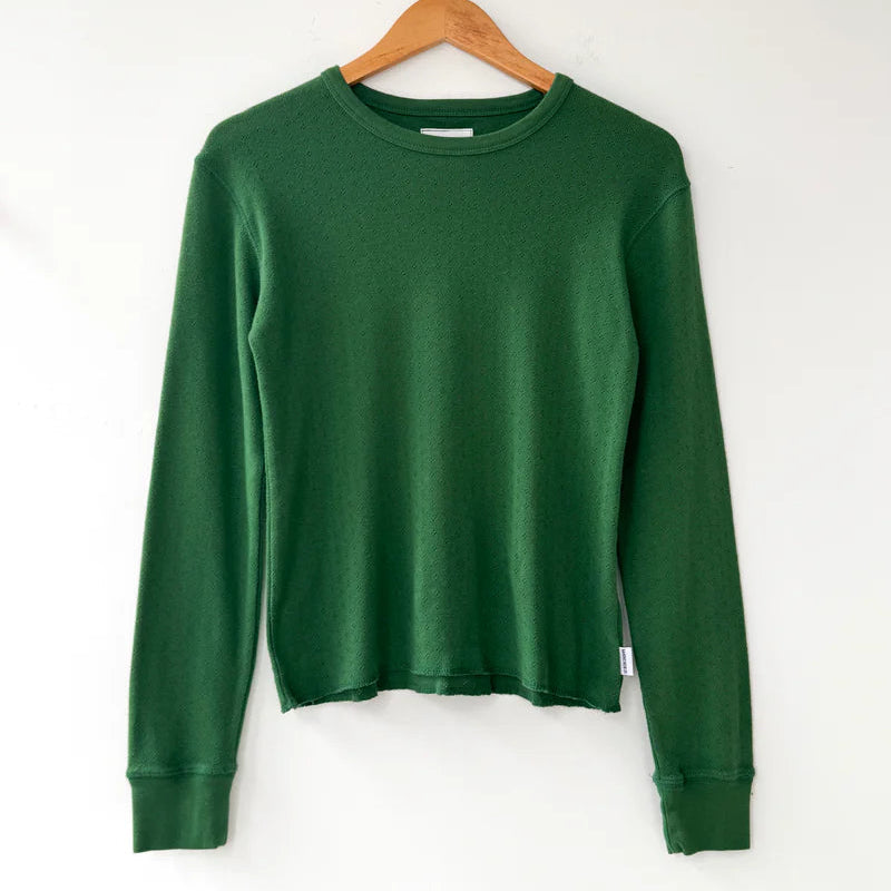 Pointelle Fundamental Tee in Moss Green