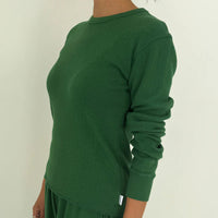 Pointelle Fundamental Tee in Moss Green