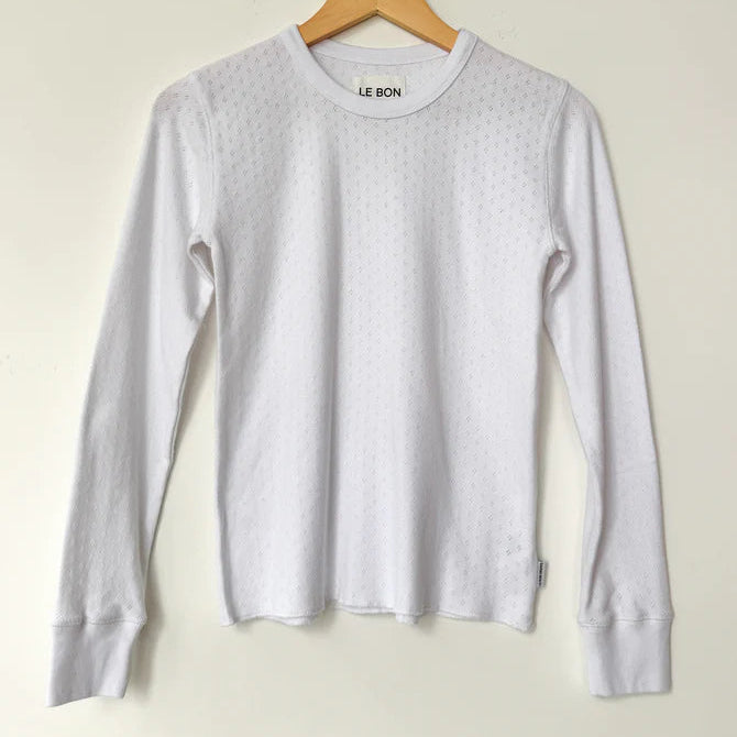 Pointelle Fundamental Tee in Snow White