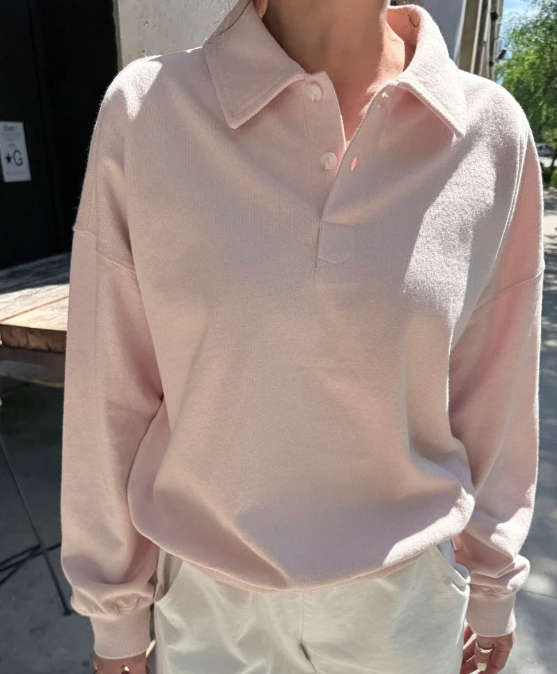 Polo Sweatshirt in Baby Pink