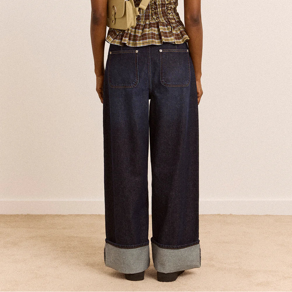 Gigi Baggy Wide Turn-Up Jeans