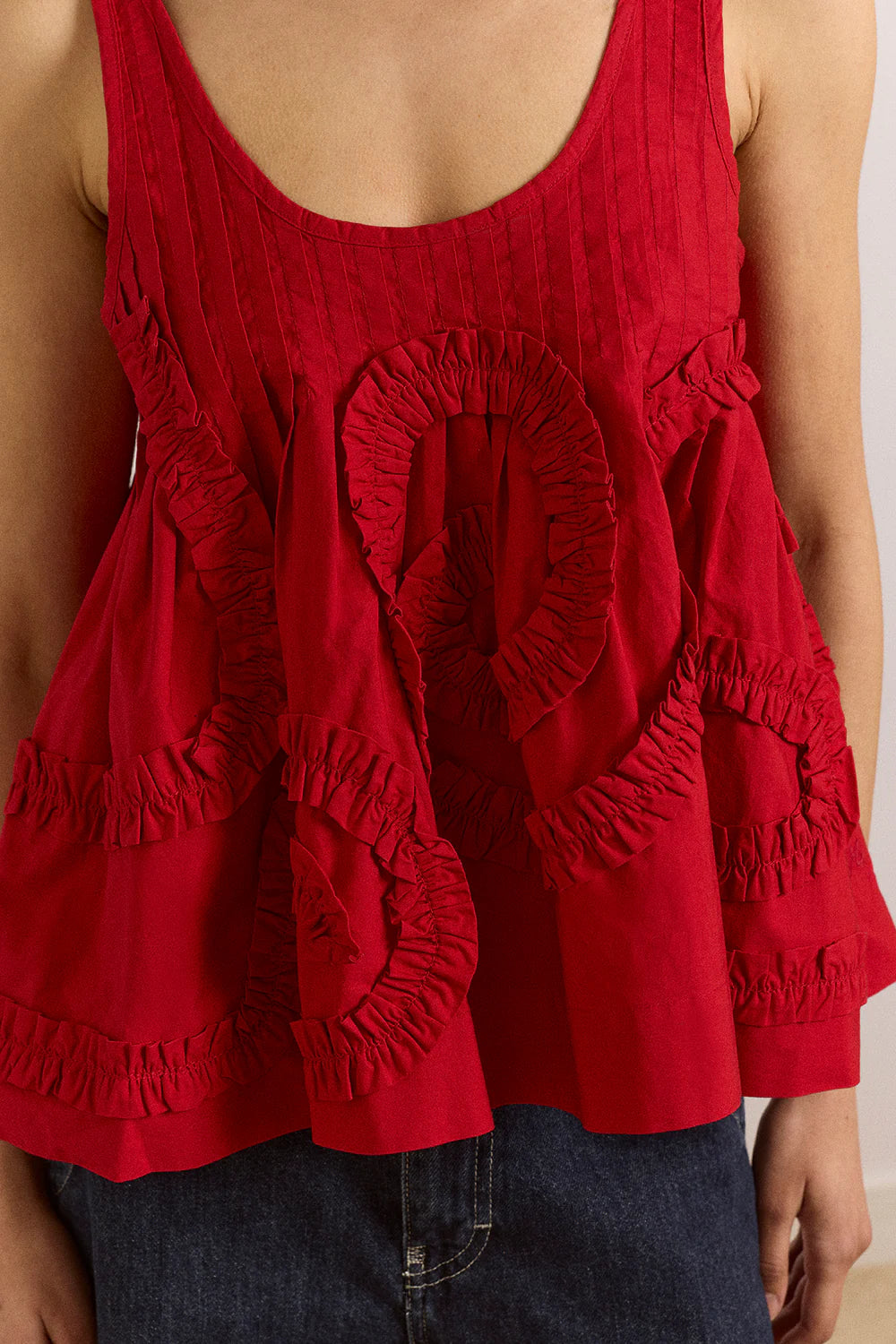 Stella Ruffle Cami in Red