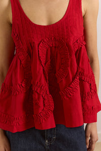 Stella Ruffle Cami in Red