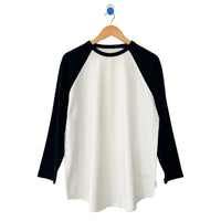 Heavy Cotton Raglan Tee in White/Black