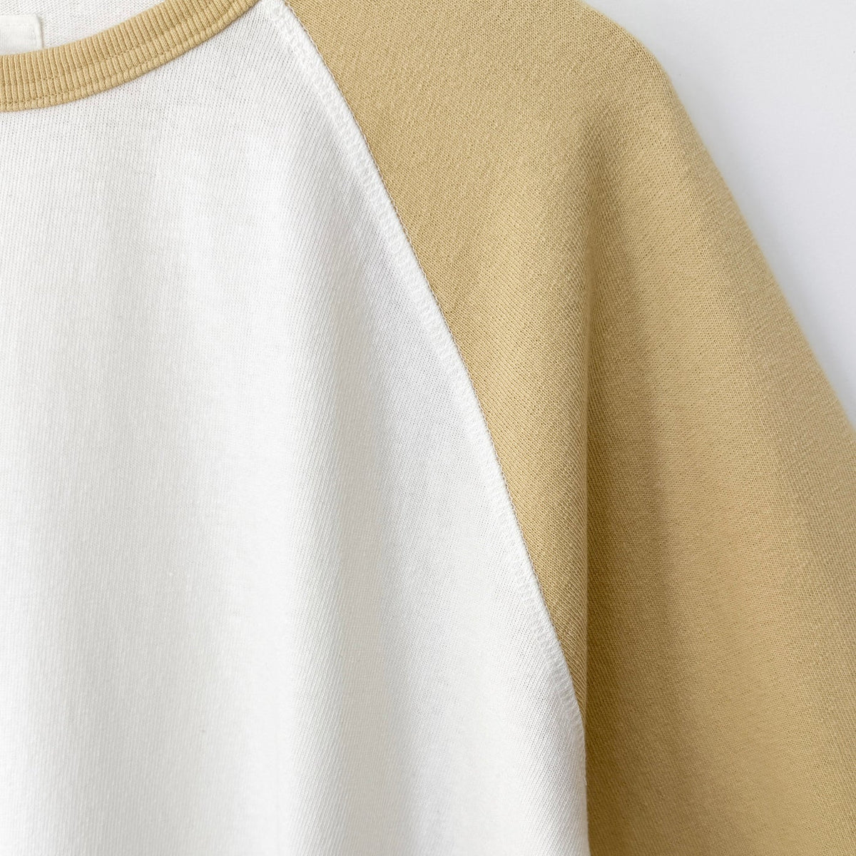 Heavy Cotton Raglan Tee in White/Butter
