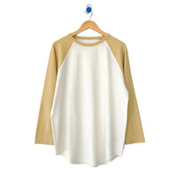 Heavy Cotton Raglan Tee in White/Butter