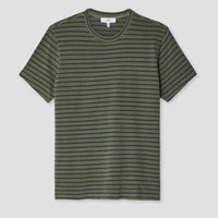 Hemp Stripe Crew Tee in Lichen