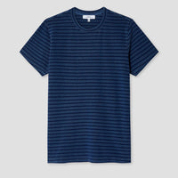 Hemp Stripe Crew Tee in Union Blue