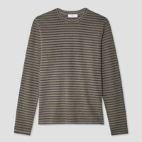 Hemp Stripe Long Sleeve Tee in Mocha