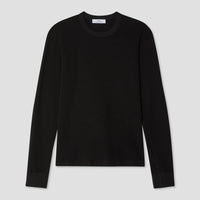 L/S Waffle Crew Tee in Black