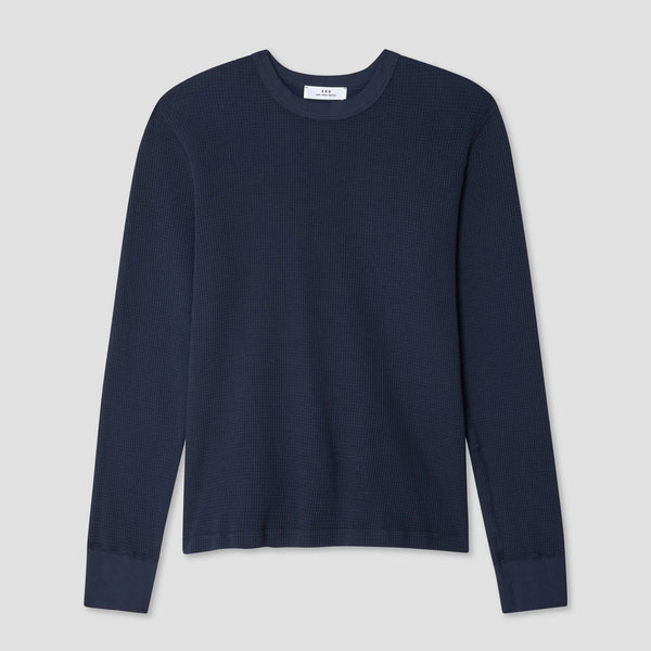 L/S Crew Waffle Tee in Navy