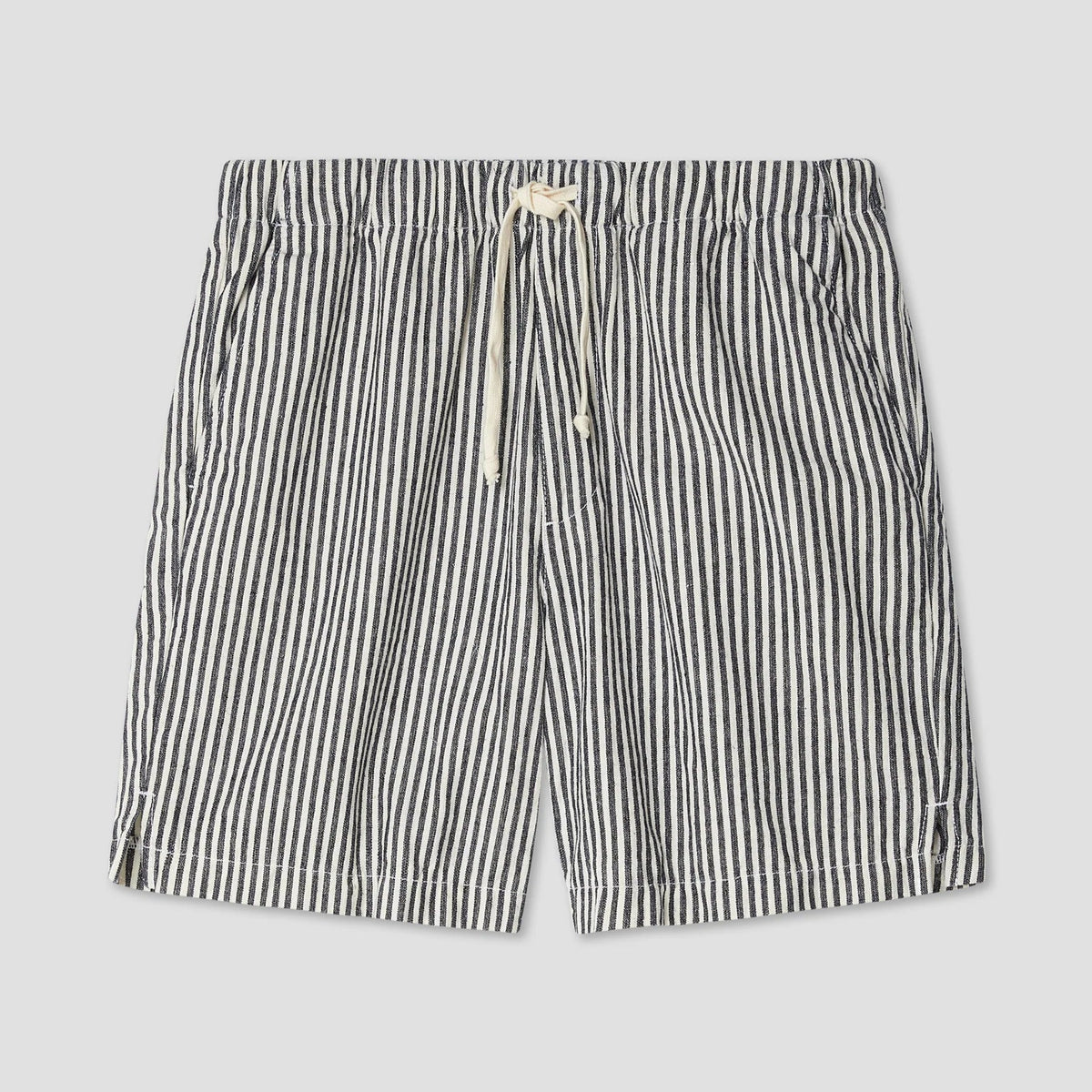 Hemp Stripe Easy Short in Natural/Navy