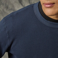 L/S Crew Waffle Tee in Navy