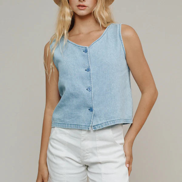 Skyline Vest in Light Denim